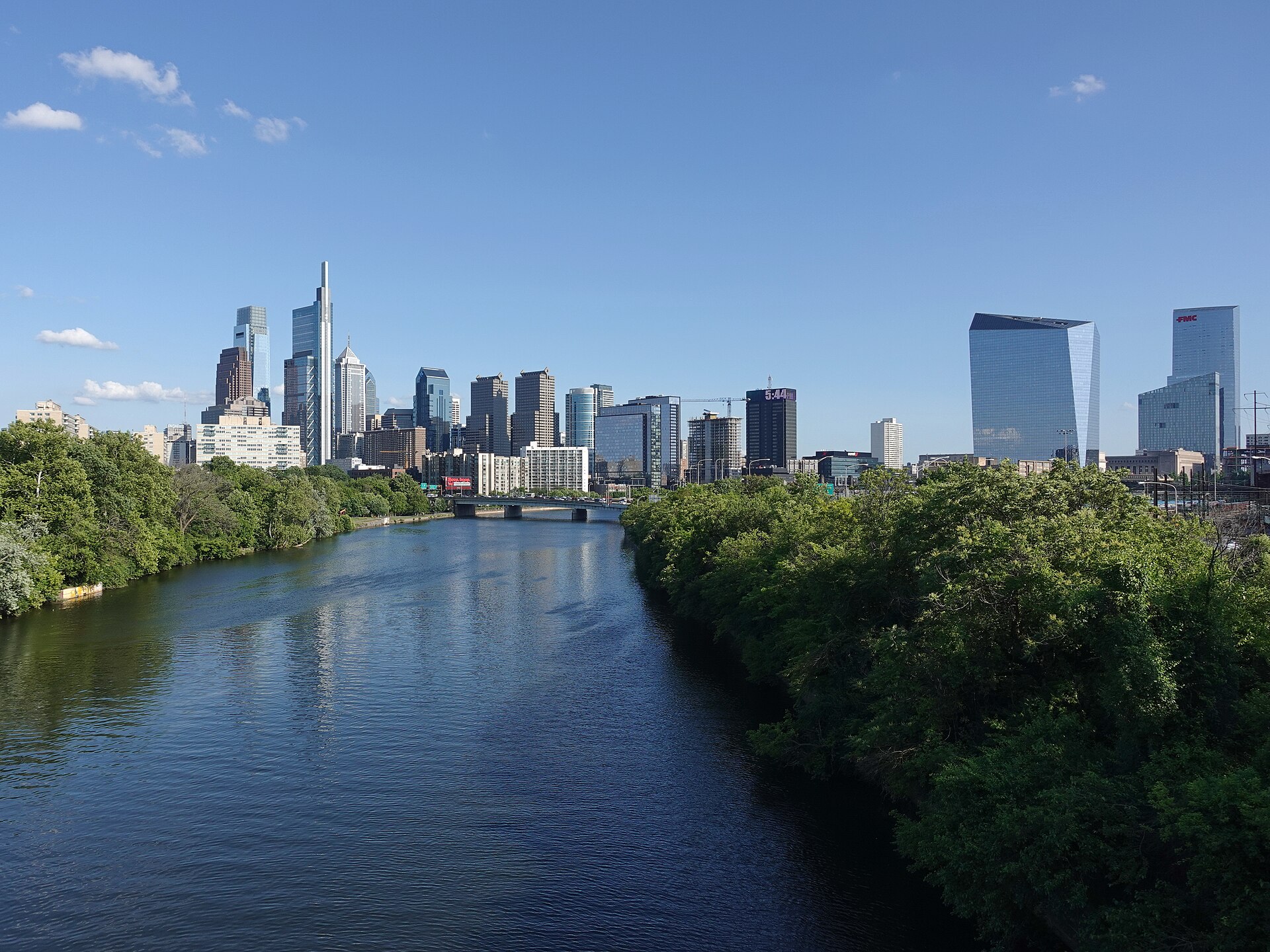 The Philadelphia skyline above the Schuylkill River